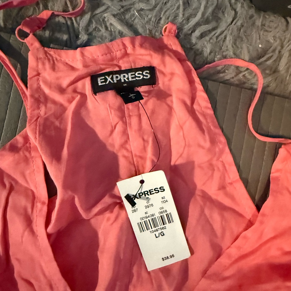 Express Pink Ruffled Tie Front Tank Top - Picture 2 of 4